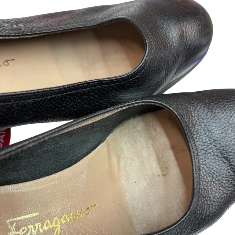 Salvatore Ferragamo Black Leather Wedge 8.5C